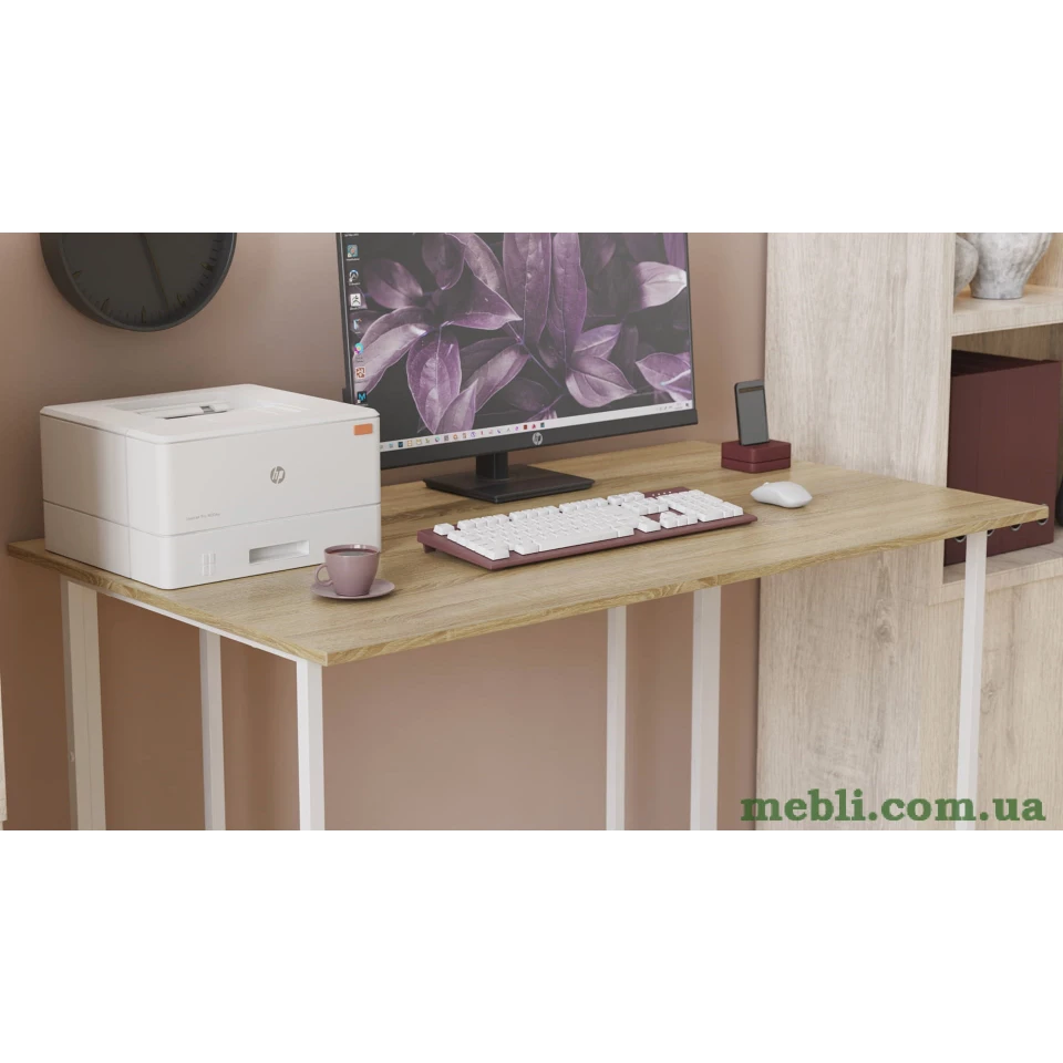Комп'ютерний стіл Ferrum-decor Ханна 75x120x70 білий ДСП Дуб Сонома Труфель 16мм