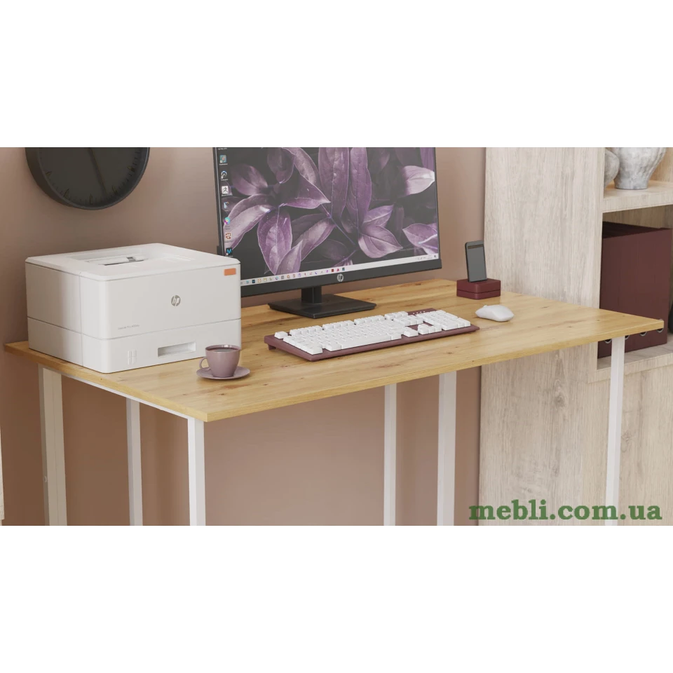 Комп'ютерний стіл Ferrum-decor Ханна 75x140x70 білий ДСП Дуб Артізан 32мм