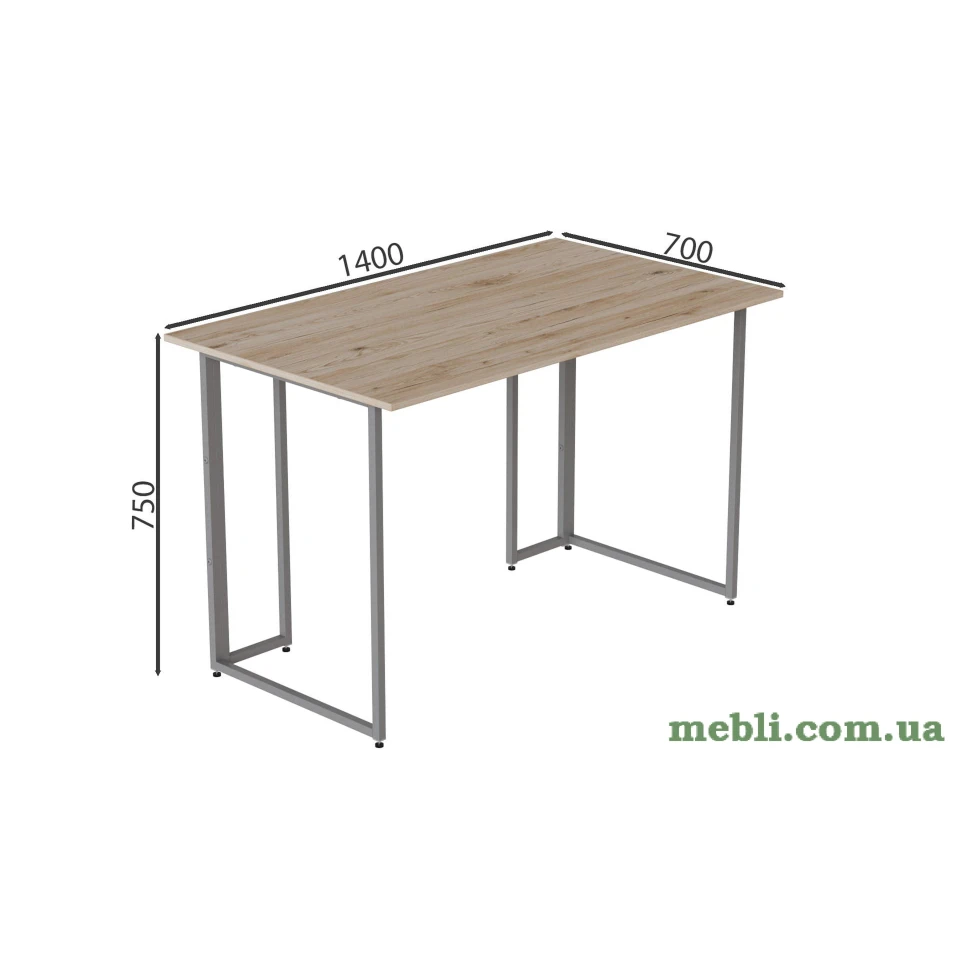 Комп'ютерний стіл Ferrum-decor Ханна 75x140x70 сірий ДСП Дуб Артізан 16мм