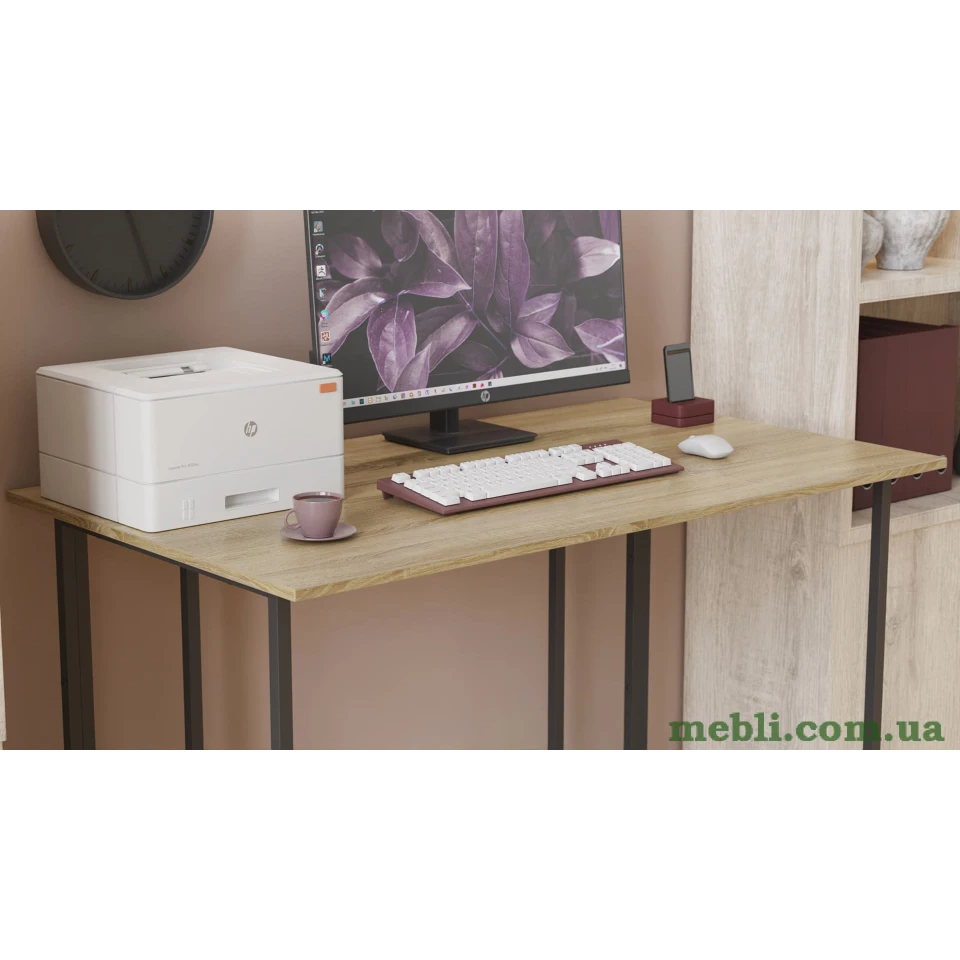 Комп'ютерний стіл Ferrum-decor Ханна 75x140x70 чорний ДСП Дуб Сонома Труфель 16мм