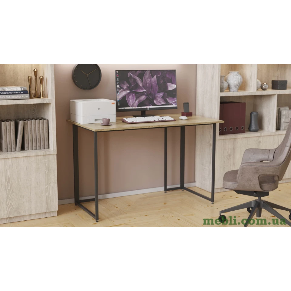 Комп'ютерний стіл Ferrum-decor Ханна 75x140x70 чорний ДСП Дуб Сонома Труфель 16мм
