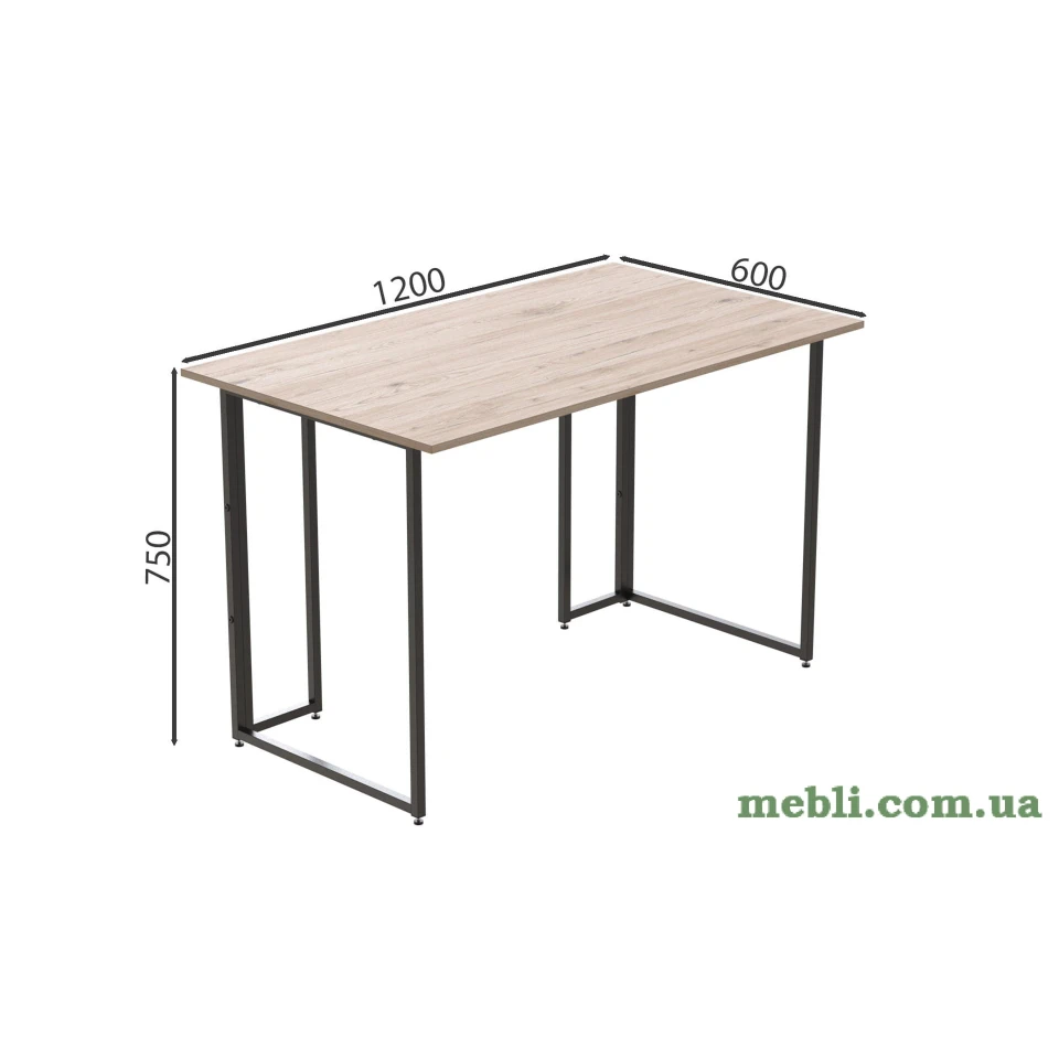 Комп'ютерний стіл Ferrum-decor Ханна 76x120x60 чорний ДСП Дуб Артизан 32мм