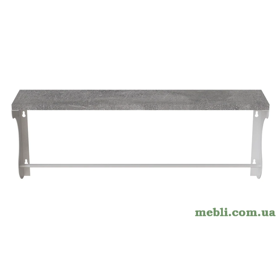 Полиця настінна Ferrum-decor Юзиби 270x600x150 метал Білий ДСП Бетон