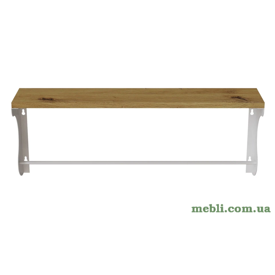 Полиця настінна Ferrum-decor Юзиби 270x600x150 метал Білий ДСП Дуб Артізан