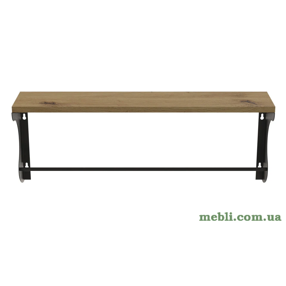 Полиця настінна Ferrum-decor Юзиби 270x600x150 метал Чорний ДСП Дуб Артізан