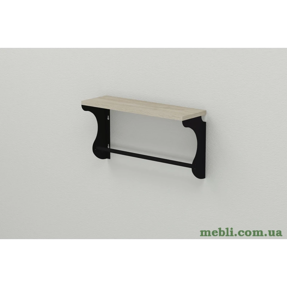 Полиця настінна Ferrum-decor Юзиби 270x600x150 метал Чорний ДСП Сонома