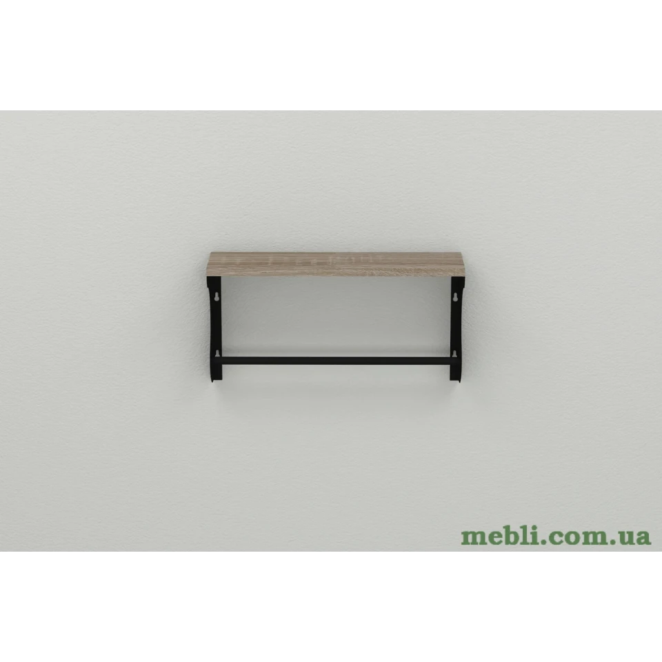 Полиця настінна Ferrum-decor Юзиби 270x600x150 метал Чорний ДСП Сонома Трюфель