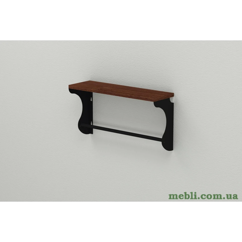 Полиця настінна Ferrum-decor Юзіби 270x500x150 метал Чорний ДСП Венге