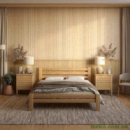 Односпальне дерев'яне ліжко Mebigrand Прем'єра Горіх світлий 80х200