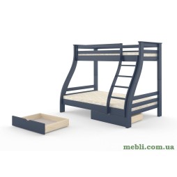 Двоярусне дитяче ліжко Mebigrand Аляска Синій (S 7010 R 90B) 120-80х200 з ящиками