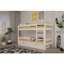 Двоярусне дитяче ліжко Mebigrand Атланта Міні Білий (RAL9003) 90х200 з ящиками