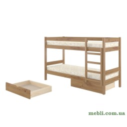Двоярусне дитяче ліжко Mebigrand Атланта Міні Горіх світлий 70х200 з ящиками