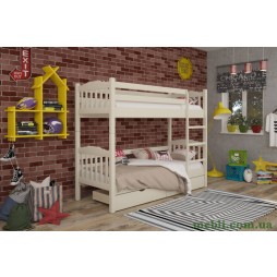 Двоярусне дитяче ліжко Mebigrand Бай-Бай Айворі 80х200 з ящиками