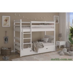 Двоярусне дитяче ліжко Mebigrand Чикаго Міні Білий (RAL9003) 80х190 з ящиками