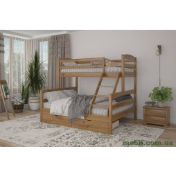 Двоярусне дитяче ліжко Mebigrand Чикаго Горіх світлий 160-90х200 з ящиками