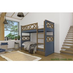 Двоярусне дитяче ліжко Mebigrand Мальта Синій (S 7010 R 90B)/Горіх світлий 80х190 з ящиками