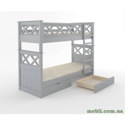 Двоярусне дитяче ліжко Mebigrand Мальта Світло-сірий (RAL 7040) 90х200 з ящиками