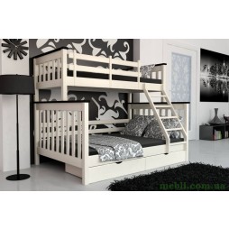 Двоярусне дитяче ліжко Mebigrand Скандинавія Айворі/Венге 140-90х190 з ящиками