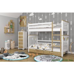 Двоярусне дитяче ліжко Mebigrand Скандинавія Міні Білий (RAL9003)/Горіх світлий 70х190 з ящиками