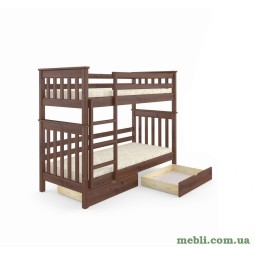 Двоярусне дитяче ліжко Mebigrand Скандинавія Міні Горіх лісовий 70х190 з ящиками