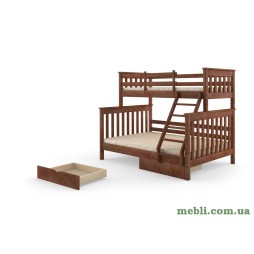 Двоярусне дитяче ліжко Mebigrand Скандинавія Горіх лісовий 120-80х200 з ящиками