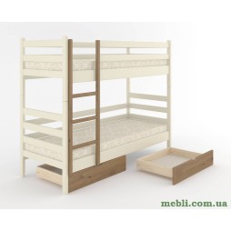 Двоярусне дитяче ліжко Mebigrand Соня Айворі (S0505Y30R)/Горіх світлий 80х200 з ящиками