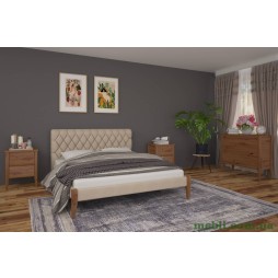Двоспальне ліжко Mebigrand Венеція ТК Горіх світлий/Аляска 23 160х200