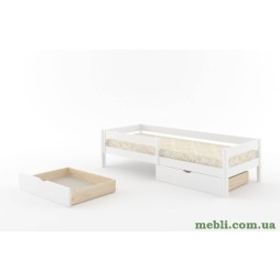 Дитяче ліжко Mebigrand Атланта Літл Білий (RAL9003) 70х200 з бортиками та ящиками
