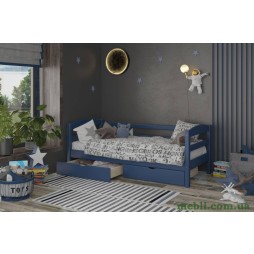 Дитяче ліжко Mebigrand Чикаго Літл Синій (S 7010 R 90B) 90х190 із заднім бортиком та ящиками