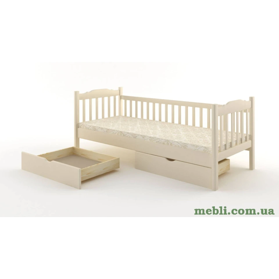 Дитяче ліжко Mebigrand Каріна Айворі (S0505Y30R) 70х200 із заднім бортиком та ящиками