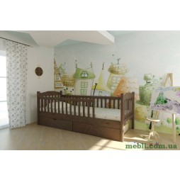 Дитяче ліжко Mebigrand Каріна Горіх лісовий 70х190 з бортиками та ящиками