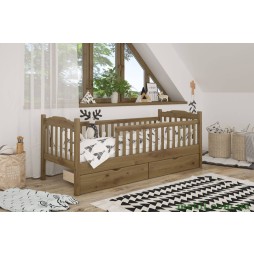 Дитяче ліжко Mebigrand Каріна Горіх світлий 80х190 з бортиками та ящиками