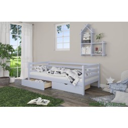 Дитяче ліжко Mebigrand Ніка Блакитний (S 2010 R80 B) 70х200 із заднім бортиком та ящиками