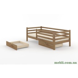 Дитяче ліжко Mebigrand Ніка Горіх світлий 80х200 з бортиками та ящиками