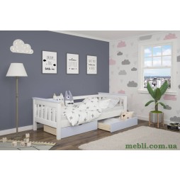 Дитяче ліжко Mebigrand Скандинавія Літл Блакитний (S 2010 R80 B)/Білий (RAL9003) 80х190 із заднім бортиком та ящиками