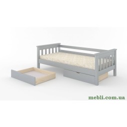 Дитяче ліжко Mebigrand Скандинавія Літл Світло-сірий (RAL 7040) 80х190 із заднім бортиком та ящиками