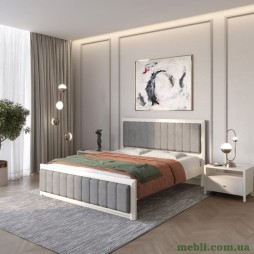 Двоспальне дерев'яне ліжко Mebigrand Барселона Б1 Бежевий (S2005Y50R)/Аляска 93 (Сірий) 180х200