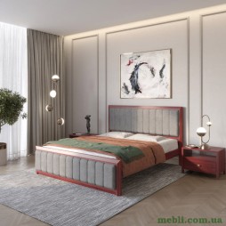 Двоспальне дерев'яне ліжко Mebigrand Барселона Б1 Махонь/Аляска 93 (Сірий) 160х200