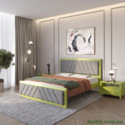 Двоспальне дерев'яне ліжко Mebigrand Барселона Б2 Лайм (S3050G70Y)/Аляска 93 (Сірий) 160х190