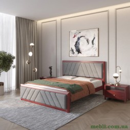 Двоспальне дерев'яне ліжко Mebigrand Барселона Б2 Махонь/Аляска 93 (Сірий) 180х190