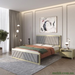 Двоспальне дерев'яне ліжко Mebigrand Барселона Б2 Оливковий (RAL1020)/Аляска 93 (Сірий) 180х200