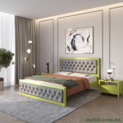 Двоспальне дерев'яне ліжко Mebigrand Барселона Б3 Лайм (S3050G70Y)/Аляска 93 (Сірий) 160х200