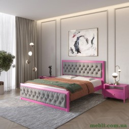 Двоспальне дерев'яне ліжко Mebigrand Барселона Б3 Рожевий (S2060R30B)/Аляска 93 (Сірий) 160х190