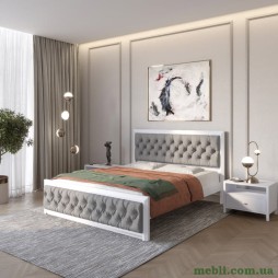Двоспальне дерев'яне ліжко Mebigrand Барселона Б3 Сіро-блакитний (S2010R80B)/Аляска 93 (Сірий) 140х190