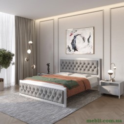 Двоспальне дерев'яне ліжко Mebigrand Барселона Б3 Світло-сірий (RAL-7040)/Аляска 93 (Сірий) 140х200
