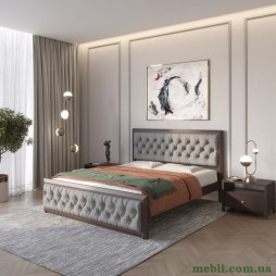 Двоспальне дерев'яне ліжко Mebigrand Барселона Б3 Венге/Аляска 93 (Сірий) 140х190