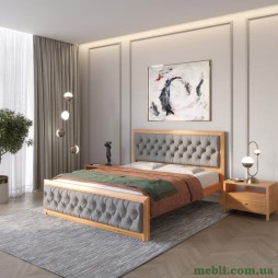 Двоспальне дерев'яне ліжко Mebigrand Барселона Б3 Вільха/Аляска 93 (Сірий) 140х190