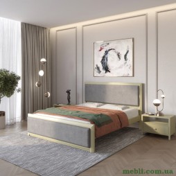 Двоспальне дерев'яне ліжко Mebigrand Барселона Б4 Оливковий (RAL1020)/Аляска 93 (Сірий) 160х200