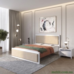 Двоспальне дерев'яне ліжко Mebigrand Барселона Б4 Сіро-блакитний (S2010R80B)/Аляска 23 (Бежевий) 140х200