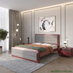 Двоспальне дерев'яне ліжко Mebigrand Барселона Б5 Махонь/Аляска 93 (Сірий) 140х190